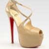 Christian Louboutin Exagona Leather Crisscross Platform Sandals in Beige - Lyst