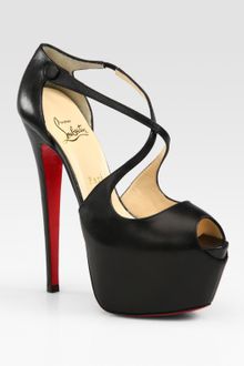 Christian Louboutin Exagona Leather Criss-cross Platform Sandals - Lyst