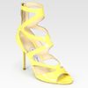 Jimmy Choo Hilary Strappy Patent Leather Sandals in Yellow - Lyst