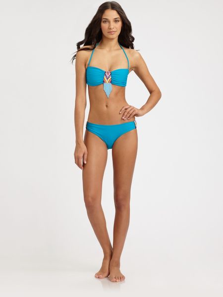 Mara Hoffman Twopiece Beaddetail Bandeau Bikini in Blue (peacock) - Lyst