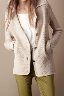 Burberry Brit Waffle Knit Epaulette Cardigan - Lyst