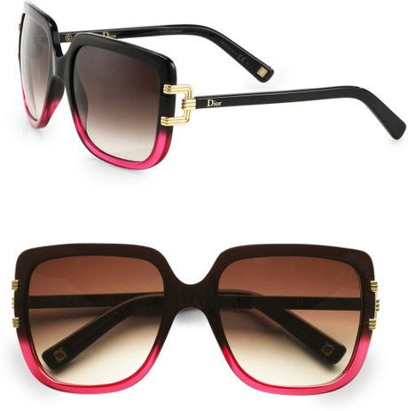 Dior Metal Accented Rectangular Plastic Sunglasses in Black - Lyst