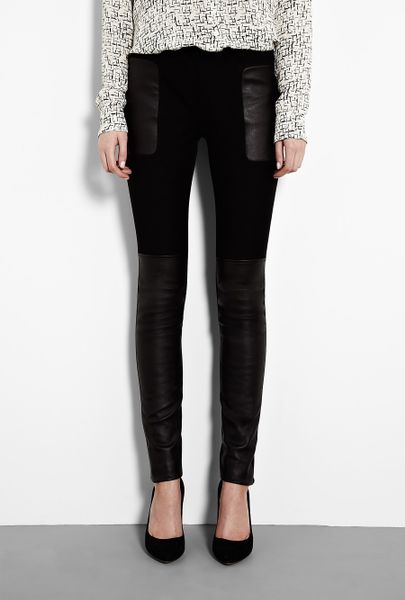 Joseph Black Leather Panel Trouser in Black - Lyst