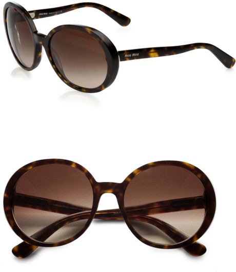 Miu Miu Round Plastic Sunglasses in Black - Lyst