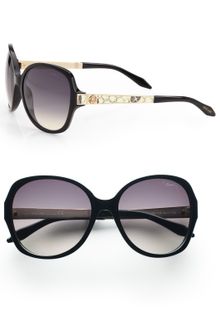 Roberto Cavalli Bucaneve Python Printed Leather Accented Sunglasses/black - Lyst