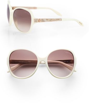  Bucaneve Python Printed Leather Accented Sunglasses/ivory 