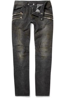 Balmain Washed Zip-pocket Biker Jeans - Lyst