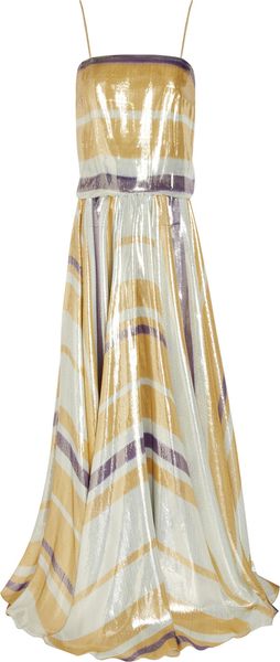 Lanvin Striped Silk-blend Lamé Gown - Lyst