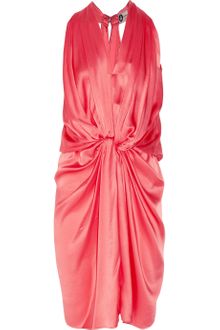 Lanvin Knotted Draped Silk-satin Dress - Lyst