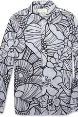 Marni Striped Flower-print Cotton Shirt