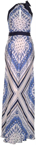 Philosophy Di Alberta Ferretti Printed Satintwill Maxi Dress in Blue (navy) - Lyst
