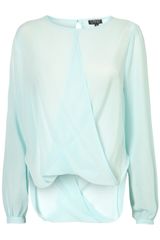 Topshop Drape Front Longsleeve Top