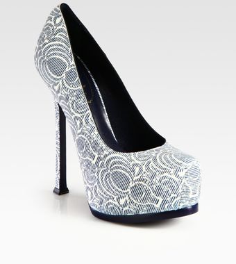 Yves Saint Laurent Printed Leather Platform Pumps - Lyst
