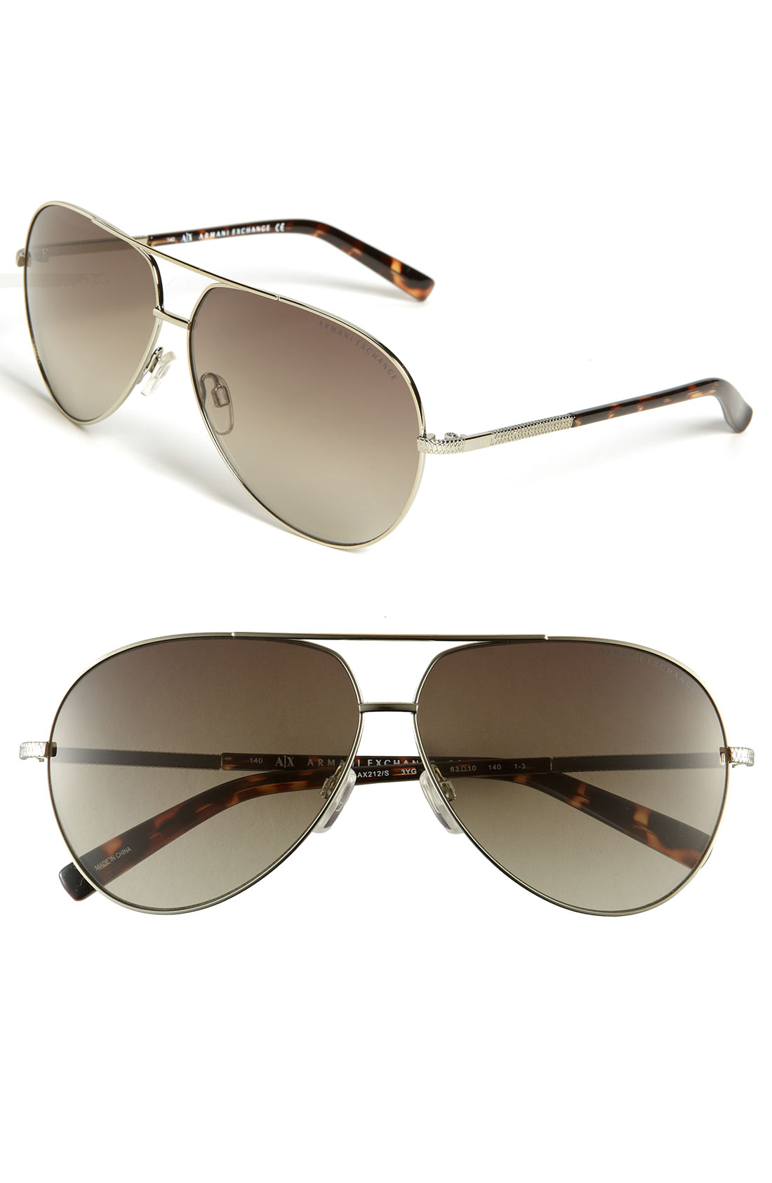 Armani Exchange Metal Aviator Sunglasses in Gold for Men Lyst