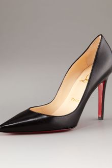 Christian Louboutin Pointed-Toe Black Leather Pump - Lyst