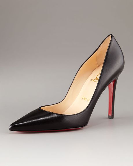 Christian Louboutin PointedToe Black Leather Pump in Black - Lyst