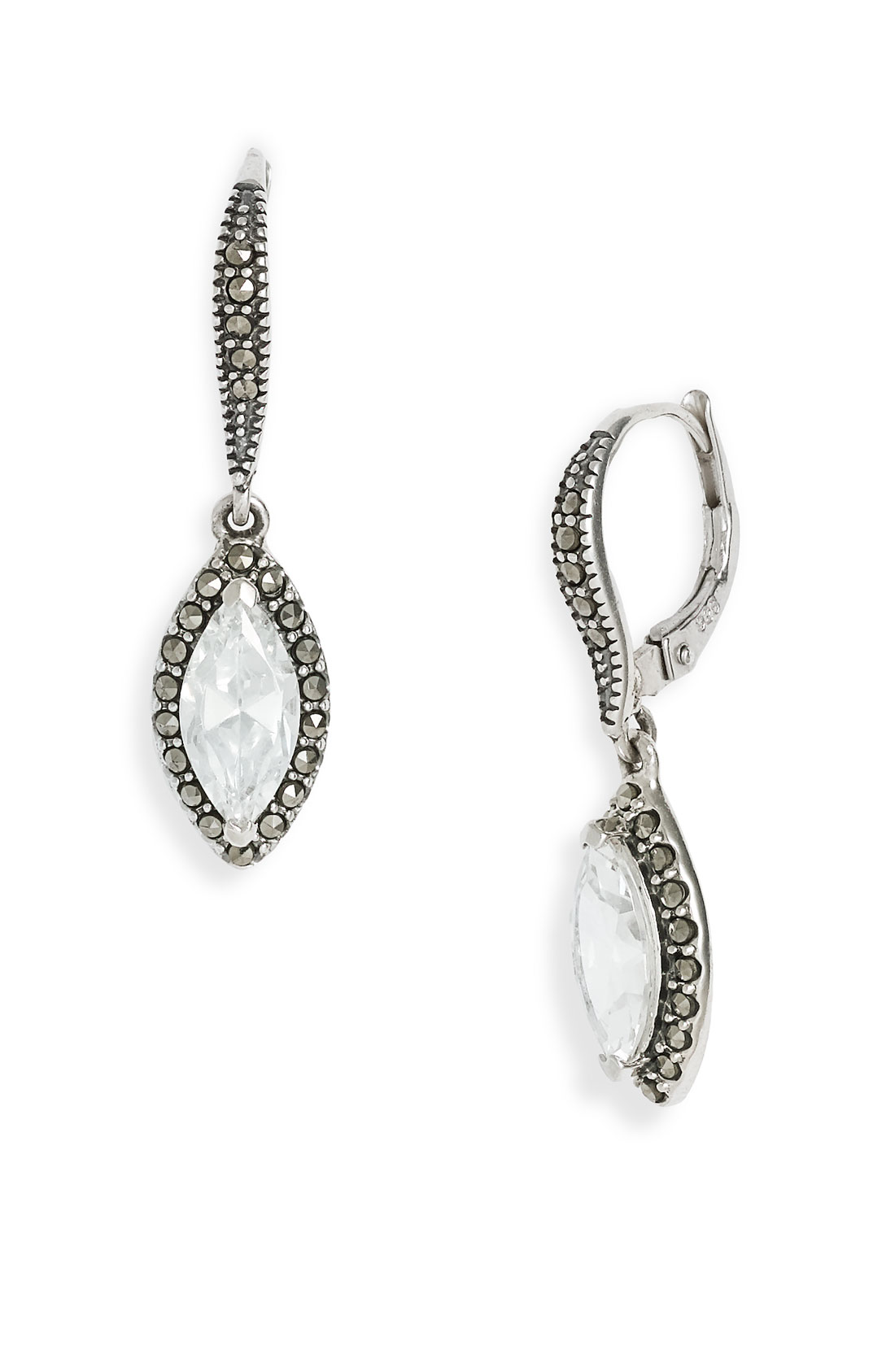 Judith Jack Marcasite & Cubic Zirconia Drop Earrings in Silver