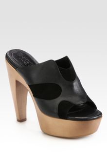 Alexander McQueen Leather and Suede Platform Clogs - Lyst
