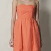 Carven Coral Cotton Dress in Pink (coral) - Lyst
