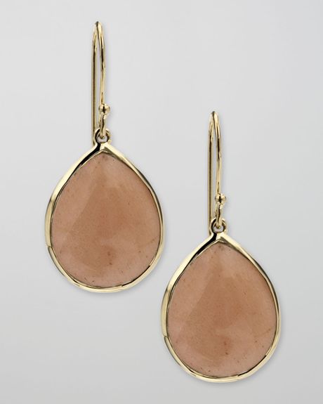 Ippolita Peach Moonstone Teardrop Earrings in Gold - Lyst