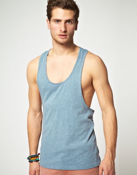 Asos Vest With Extreme Racer Back in Blue for Men (bluemarl) - Lyst