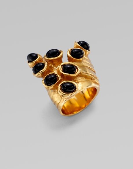 Yves Saint Laurent Goldtone Artsy Dot Ring in Gold (black) - Lyst