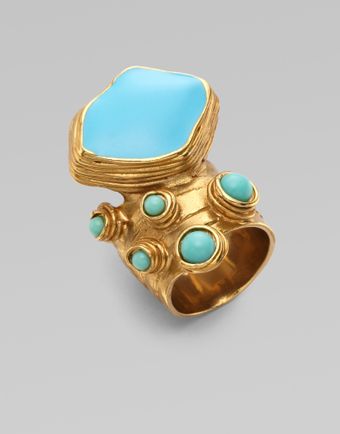 Yves Saint Laurent Arty Enamel Accented Ovale & Dots Ring - Lyst