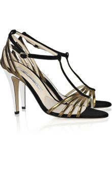 Brian Atwood Suede and Leather Sandals - Lyst