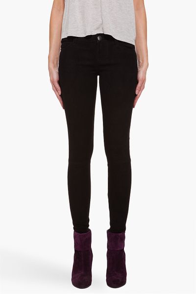 Current/elliott Skinny Suede Pants in Black - Lyst