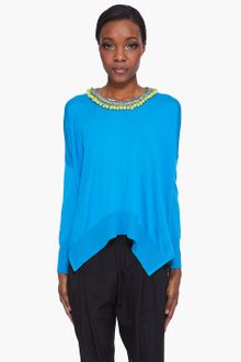 Matthew Williamson Silk Curved Crewneck Sweater - Lyst