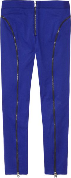 Mcq By Alexander Mcqueen Zipdetailed Stretch Cottontwill Skinny Pants in Blue - Lyst