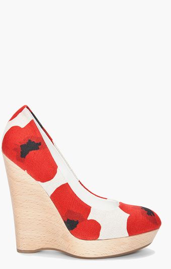 Yves Saint Laurent Maryna Flower Print Wedges - Lyst