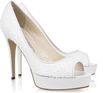 Brian Atwood Wagner Lace Peep-toe Pumps - Lyst
