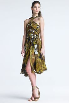 Donna Karan New York Printed Draped Bodice Dress - Lyst