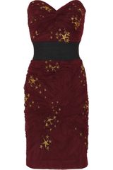 Foley + Corinna Embroidered Star Ruched Tulle Dress