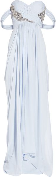 Marchesa Embellished Silkchiffon Gown in Blue (lilac) - Lyst