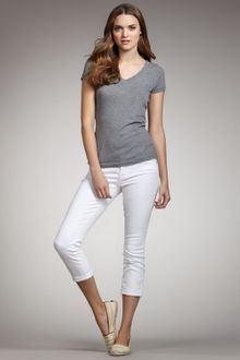 7 For All Mankind The Skinny Crop & Roll Clean White Jeans - Lyst