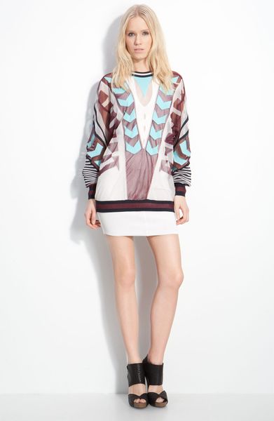 Alexander Wang Engineered Intarsia Top in Multicolor (berry & aqua) - Lyst