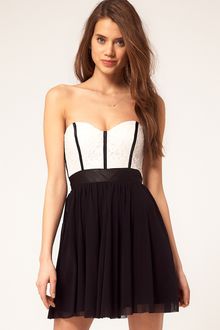 ASOS Collection  Skater Dress with Lace Bustier - Lyst