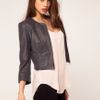 Asos Collection Laser Cut Leather Jacket in Gray (grey) - Lyst