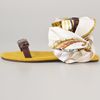 Avec Moderation Print Scarf Ankle Wrap Sandals in Gold - Lyst