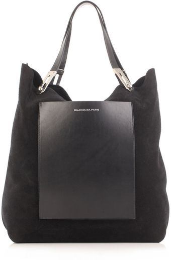 Balenciaga Cross Suede And Leather Bag - Lyst