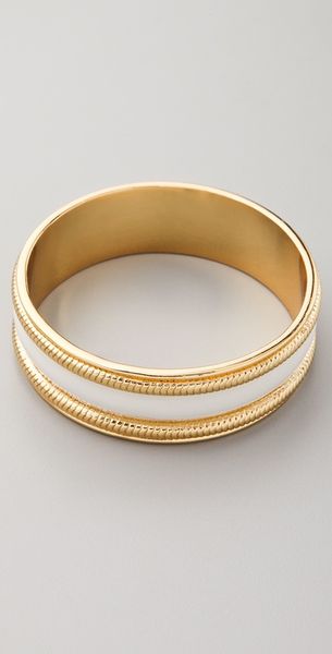 Belle Noel Enameled Snake Chain Bangle in White - Lyst