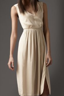 Burberry Frill Waist Silk Dress - Lyst