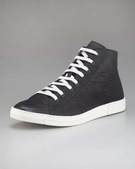 Ferragamo Ok Embossed Hitop Sneaker in Black for Men - Lyst