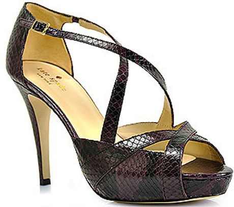 Kate Spade  Snake Printed Platform Strappy Sandal in Purple - Lyst