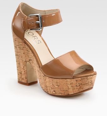  Korey Patent Leather Cork Platform Sandals 