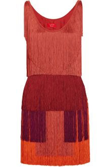 Lanvin Tiered-fringe Silk-satin Dress - Lyst