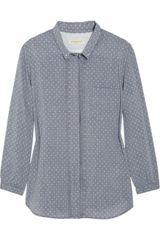 Levi's Pleated Polka Dot Cotton-chambray Top
