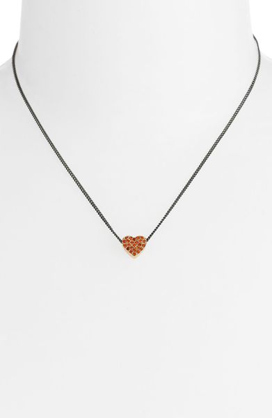 Marc By Marc Jacobs Annabelle Pavé Heart Necklace in Silver (hyacinth/ hematite) - Lyst